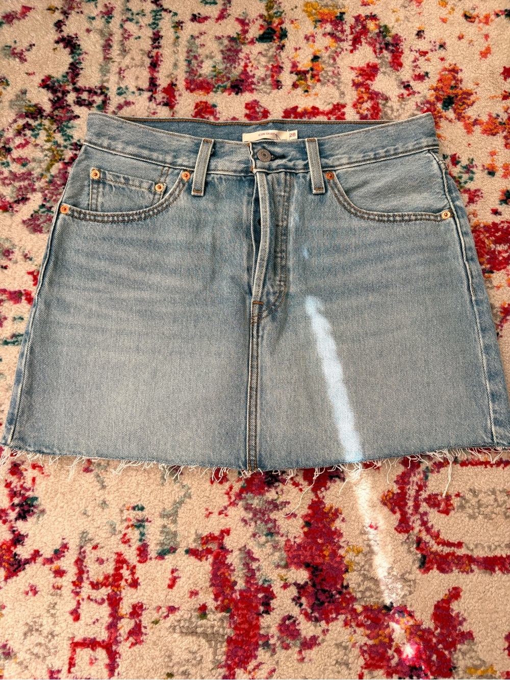 Levi's Icon Light Wash Raw Hem Denim Mini Skirt - Picture 3 of 5